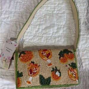 Viral Indian Orange Margarita Embroidered Beaded Women Bag - Orange and Green